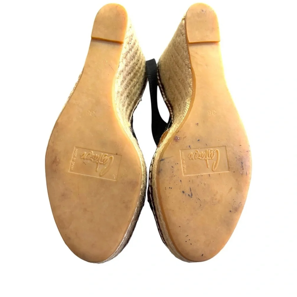 Castañer Black Canvas Espadrille Wedge Sandals Women’s Size 7